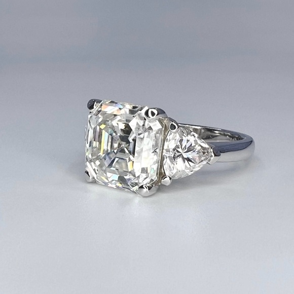 NWOT Asscher & Trillion Moissanite Ring in 14K White Gold - Picture 4 of 8